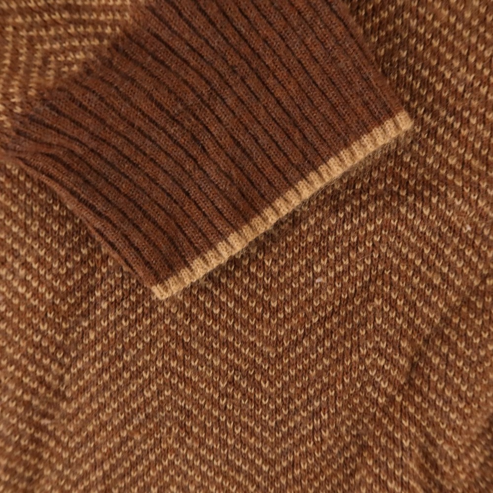 John Ashford Tan/Brown Herringbone Men's Cardigan - Picture 5 of 9